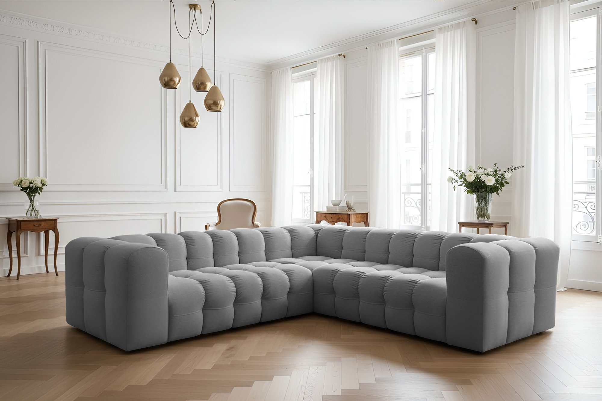 Baloo Corner Ecksofa 270x270 cm Stoff Tiffany Grau